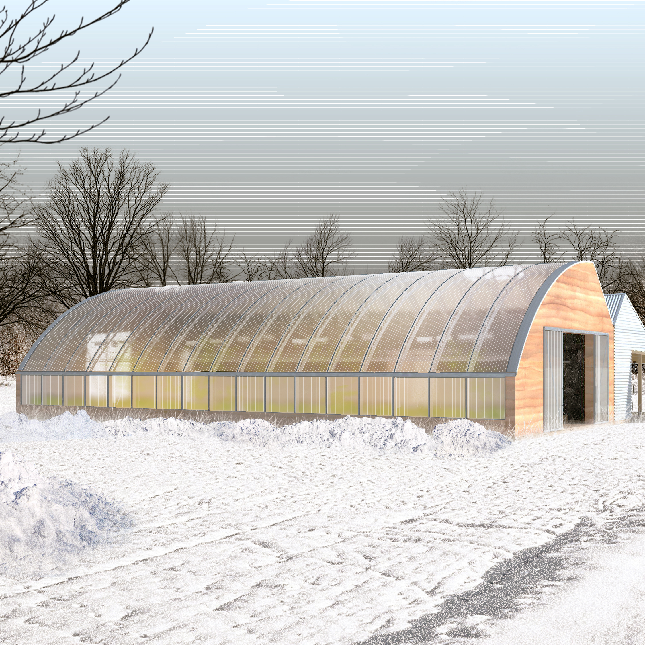 Downing Park Passive Greenhouse Winter