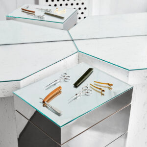 Custom-designed storage for elevated New York City salon in Gramercy Park, in New York City