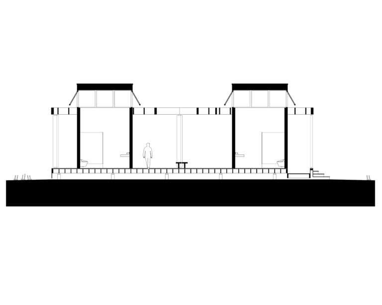 Section drawing of the bathing pavilion